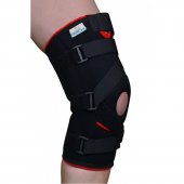 Orteza de genunchi mobila cu insertii laterale si suport pentru ligamente